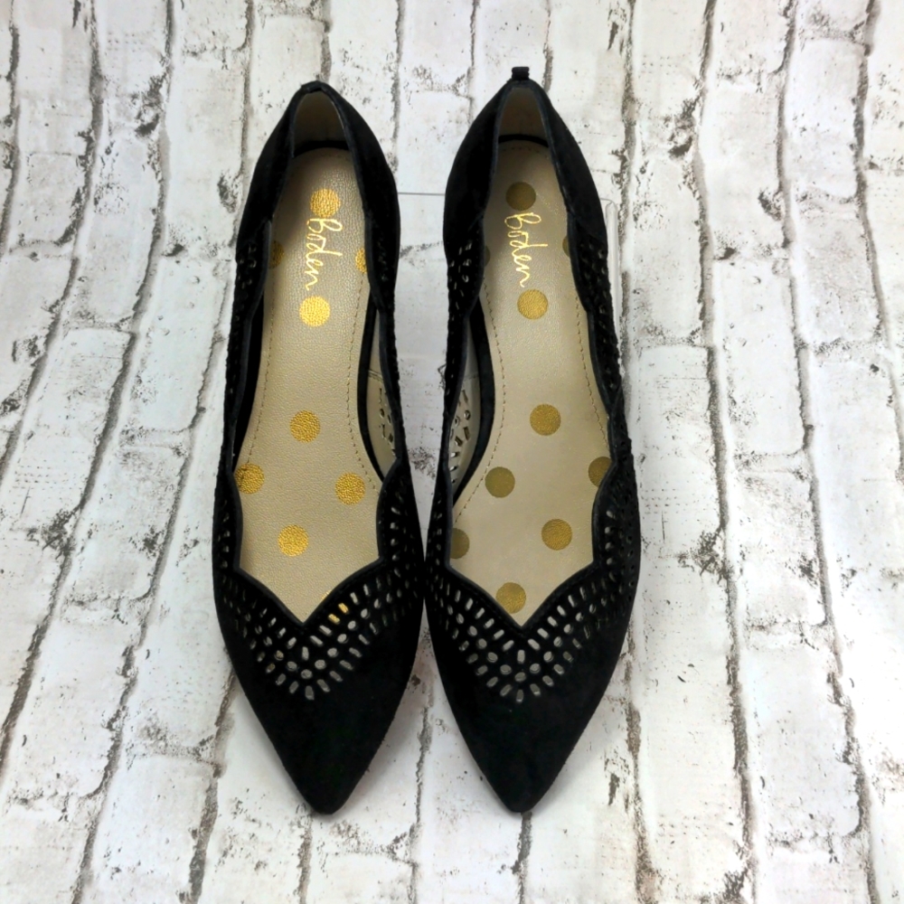 Boden Esme Low Heels Black Suede 7